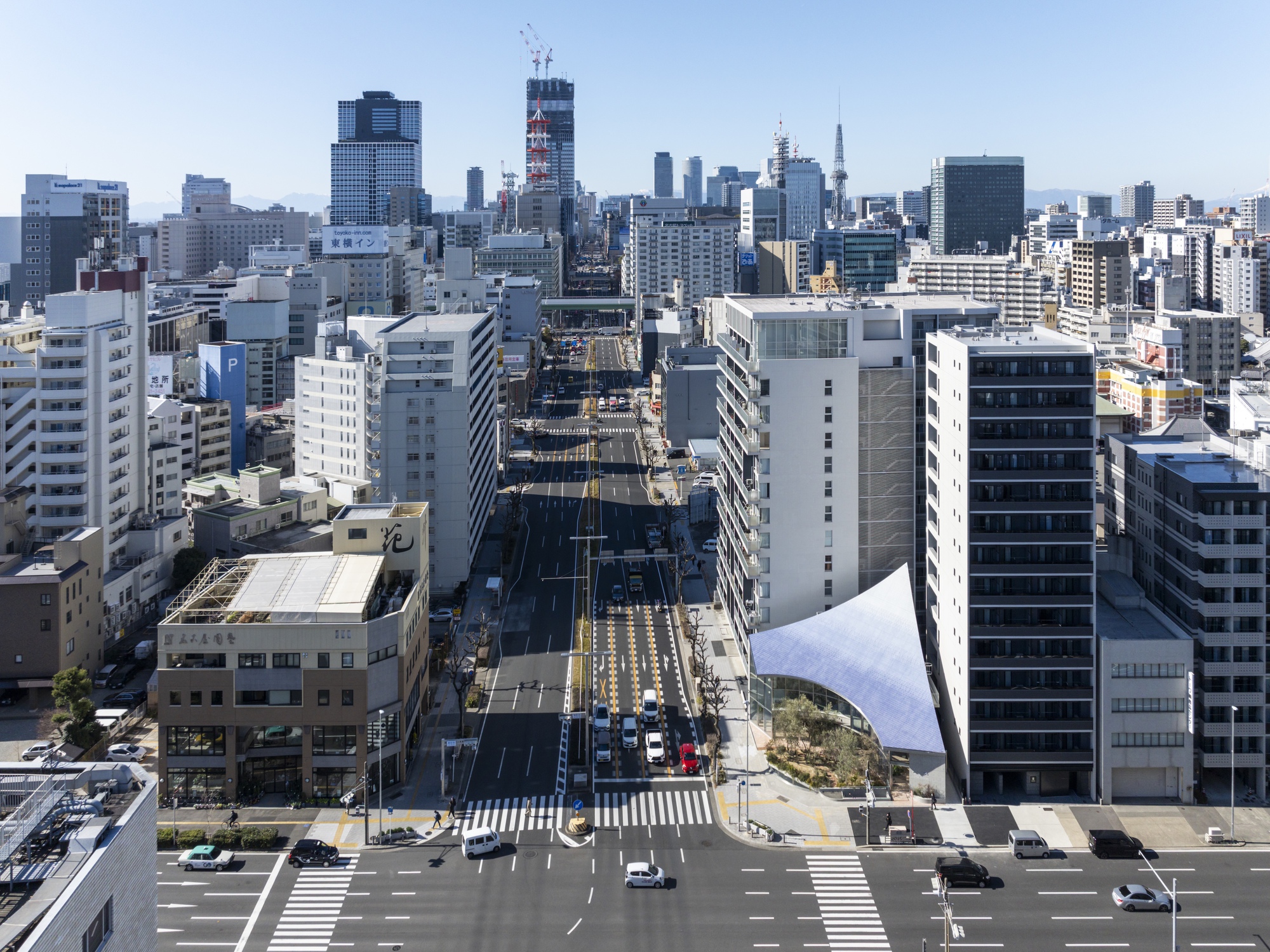 AOI Celestie Coffee Roastery in the Nagoya cityscape