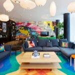 Wide view of the living room at citizenM Washington DC Capitol