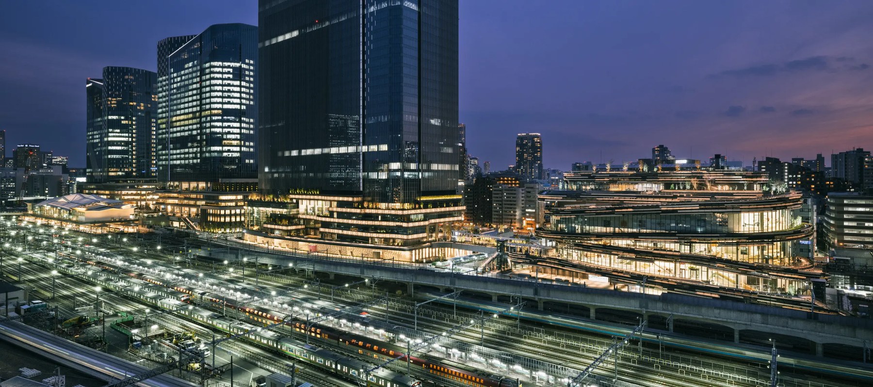 Takanawa Gateway City and MoN Takanawa at night