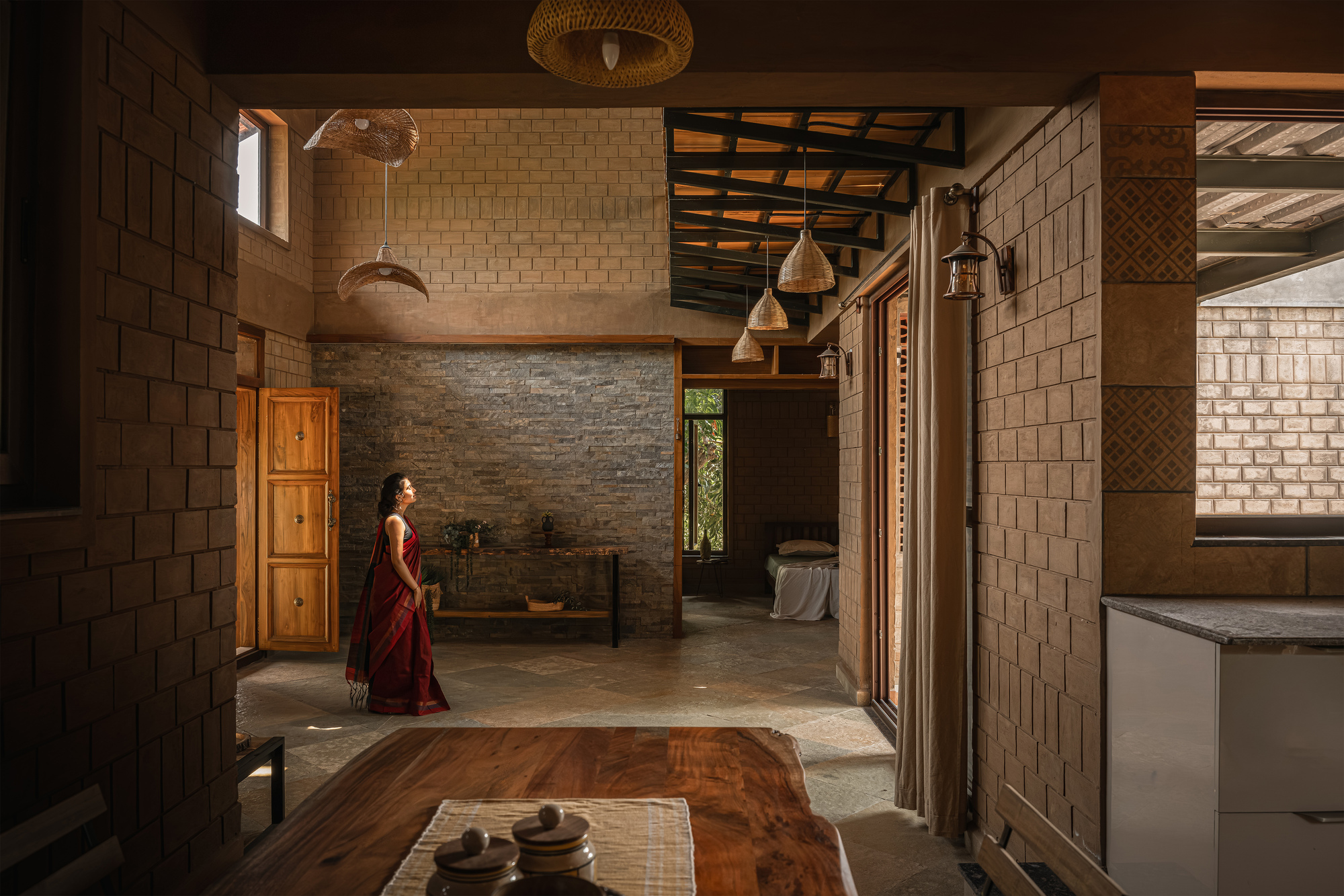 Saffron Verandah House Mangalore clay tile roof
