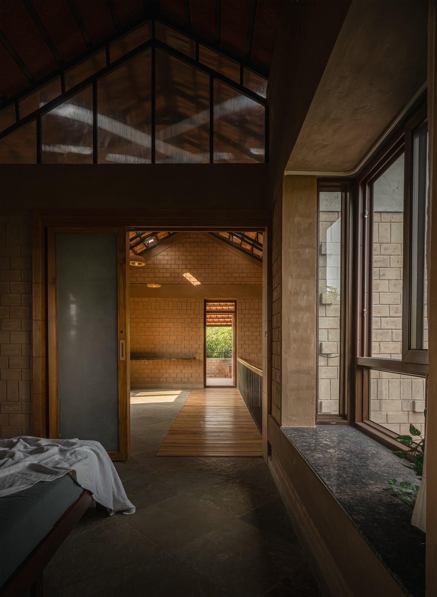 Saffron Verandah House master suite opening to the tree canopy