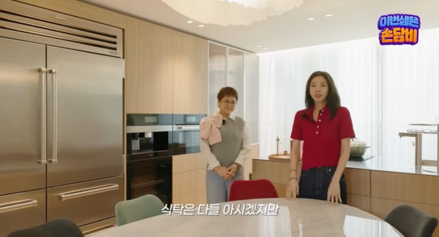 손담비의 새집 우드톤 주방과 스테인리스 냉장고