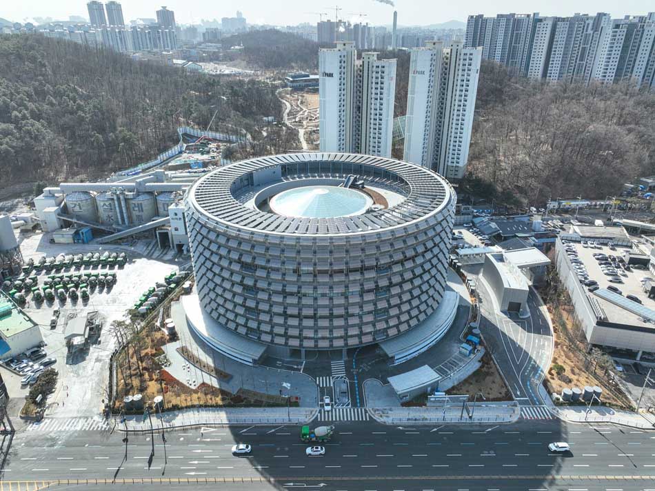 Suwon High-Tech Center aerial view in winter