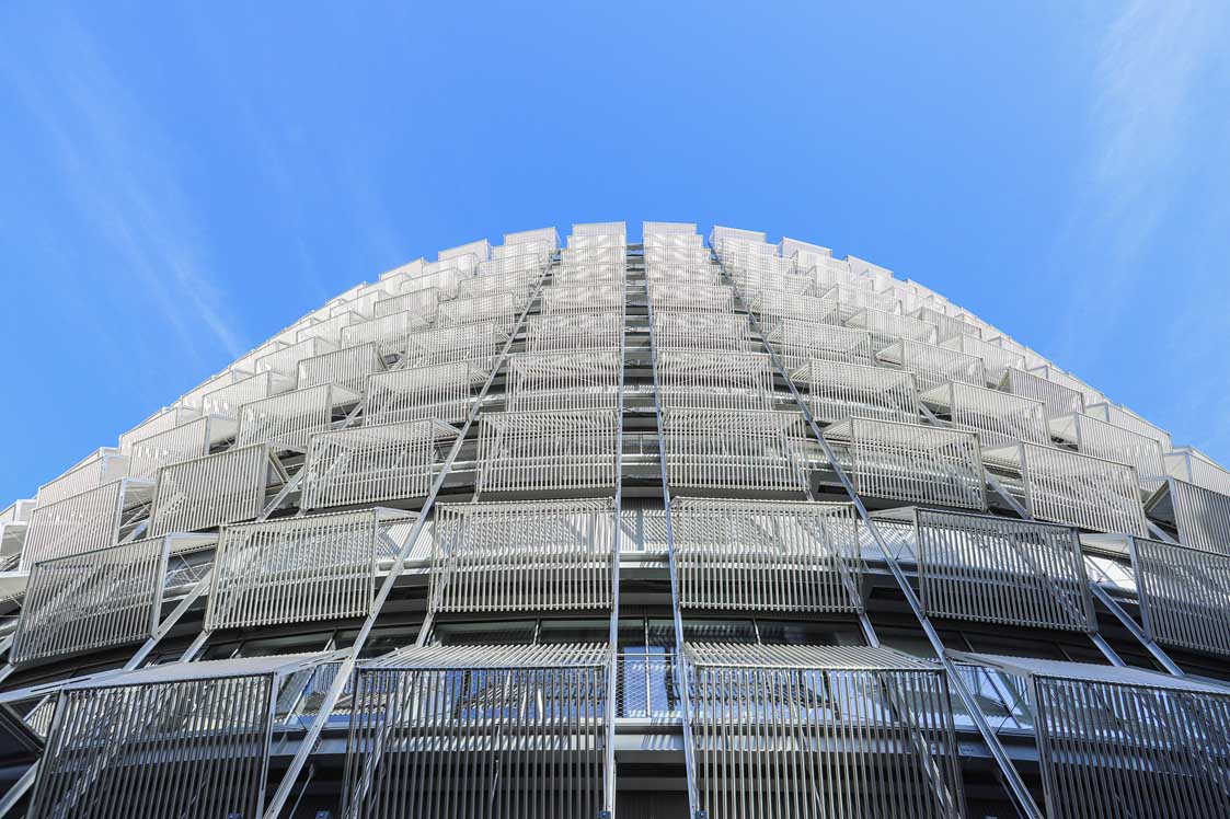 Suwon High-Tech Center facade looking up