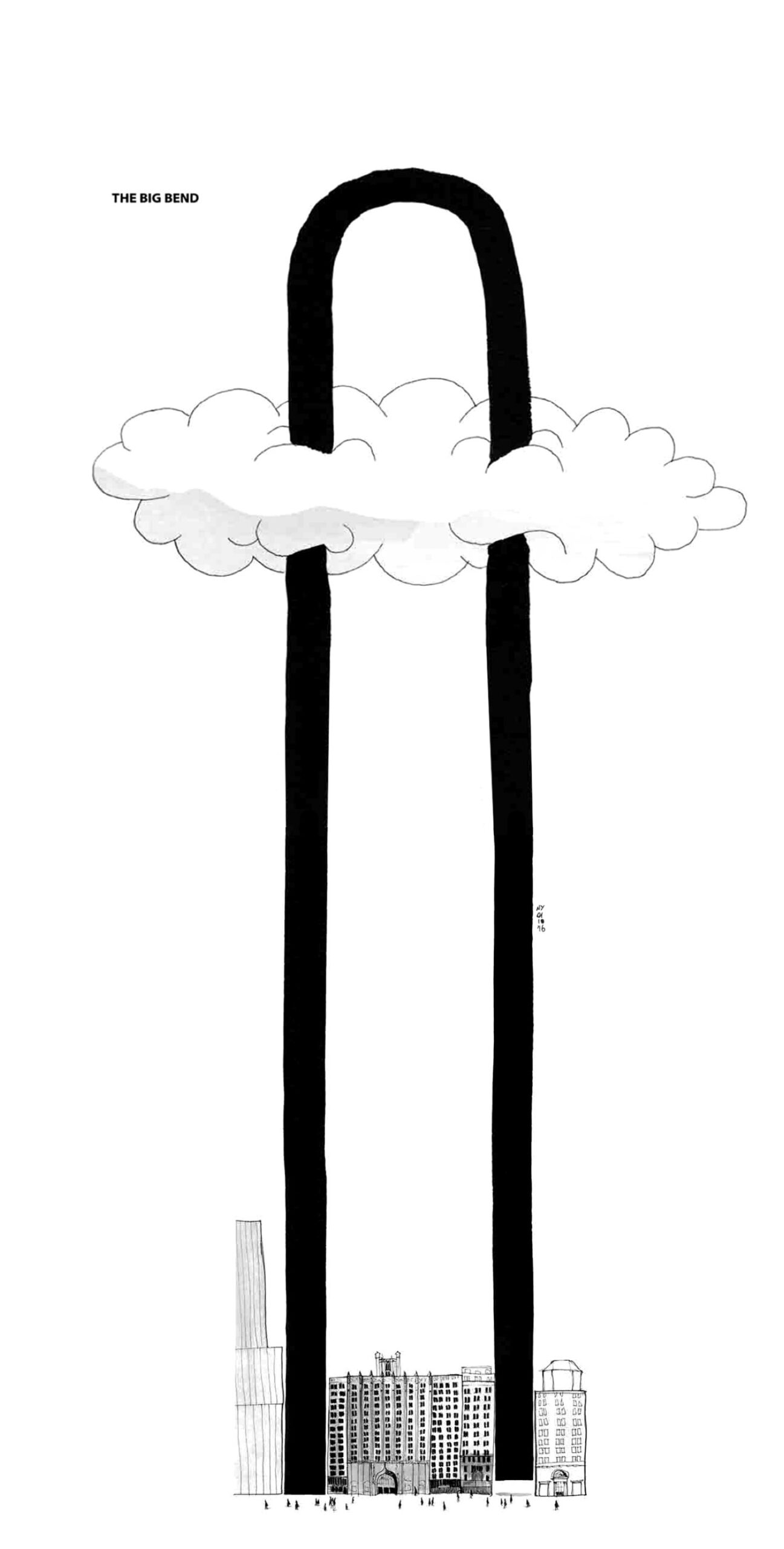 The Big Bend drawing piercing a cloud