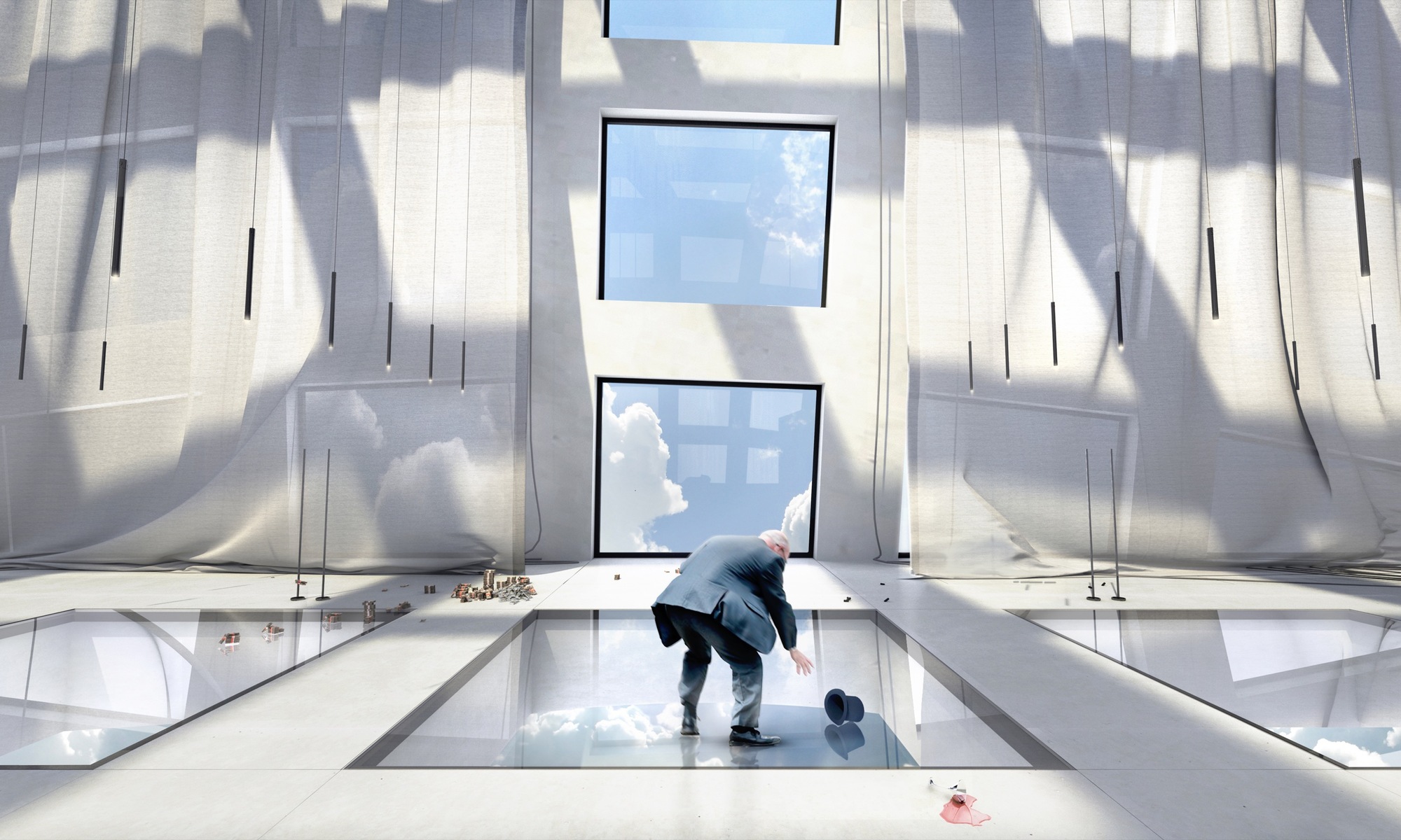 Surreal interior render inside The Big Bend