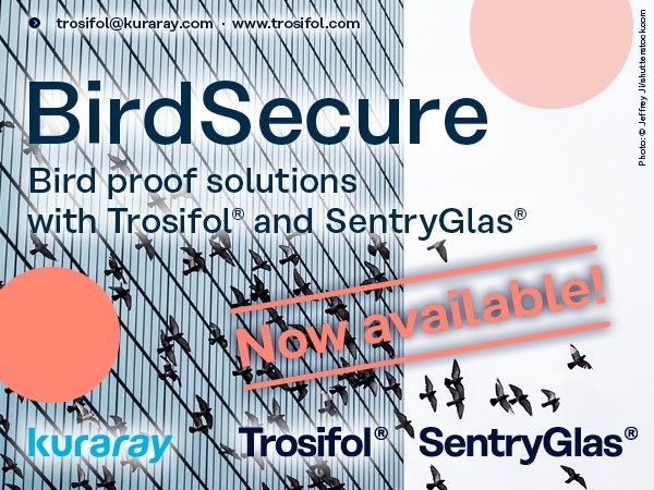 새 눈에만 보이는 도트 패턴을 적용한 조류충돌방지 유리 BirdSecure 안내 이미지