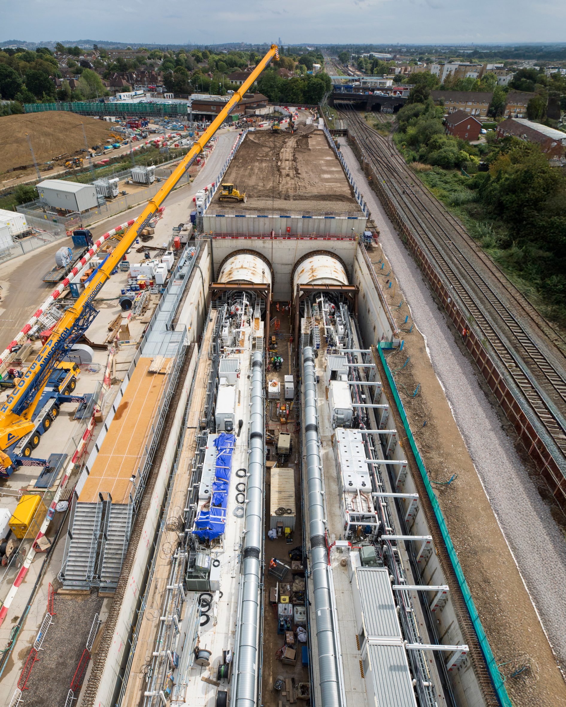 HS2 Old Oak Common 역 터널 공사 현장 항공 사진