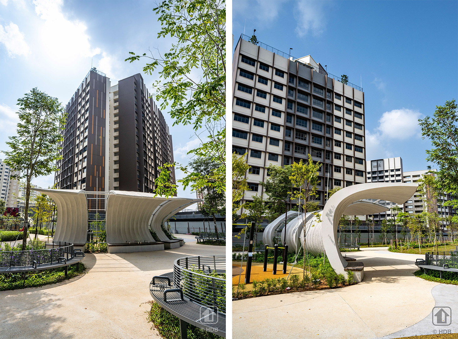 3D 콘크리트 프린팅으로 제작한 Garden Waterfront 공용녹지 정자 구조물