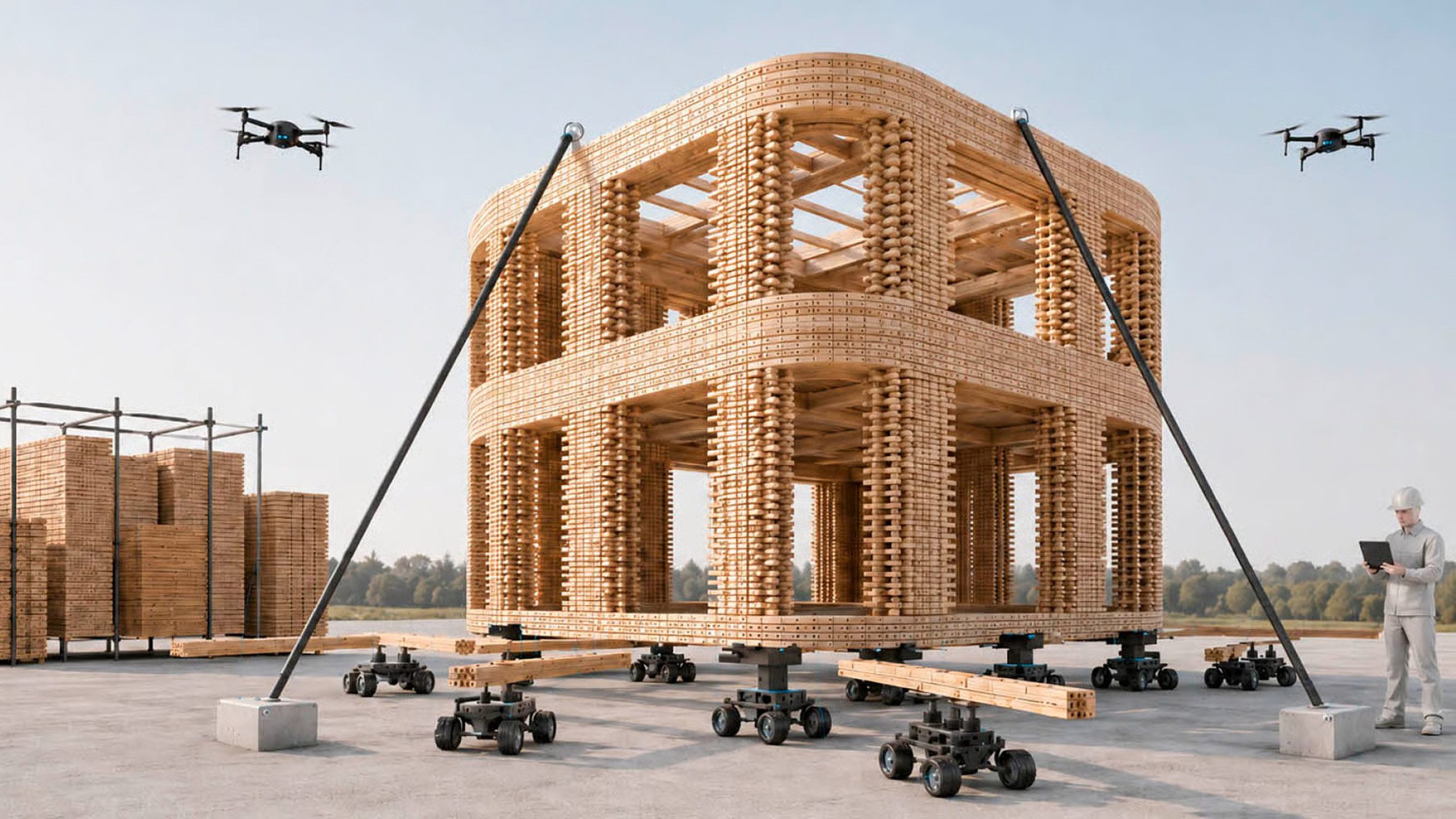 Foster+Partners의 로봇 목조시공 시스템 SWIFT-Build
