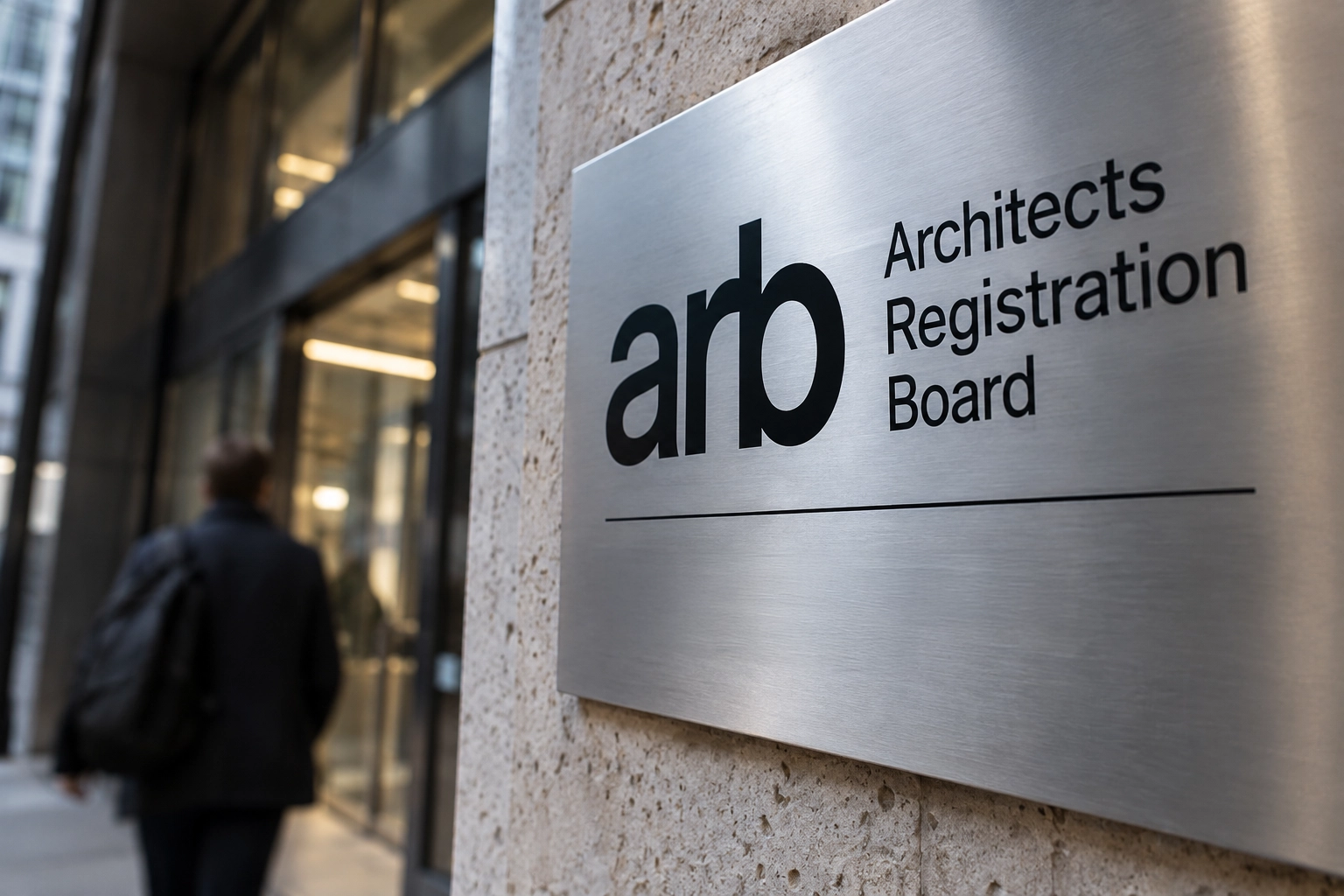 Architects Registration Board 간판이 붙은 건물 입구
