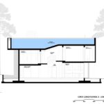 옥상 수영장을 따라 자른 Trefoil House 종단면도